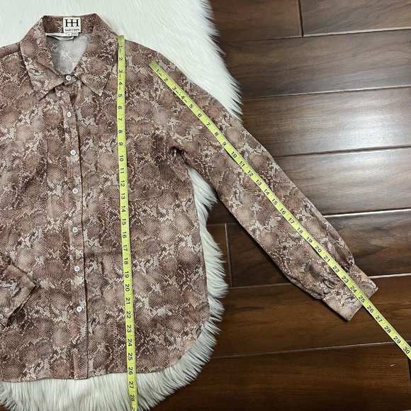 Haute Hippie Women's Size Small Brown Snake Print Silk Shirt Blouse Top - Picture 5 of 10